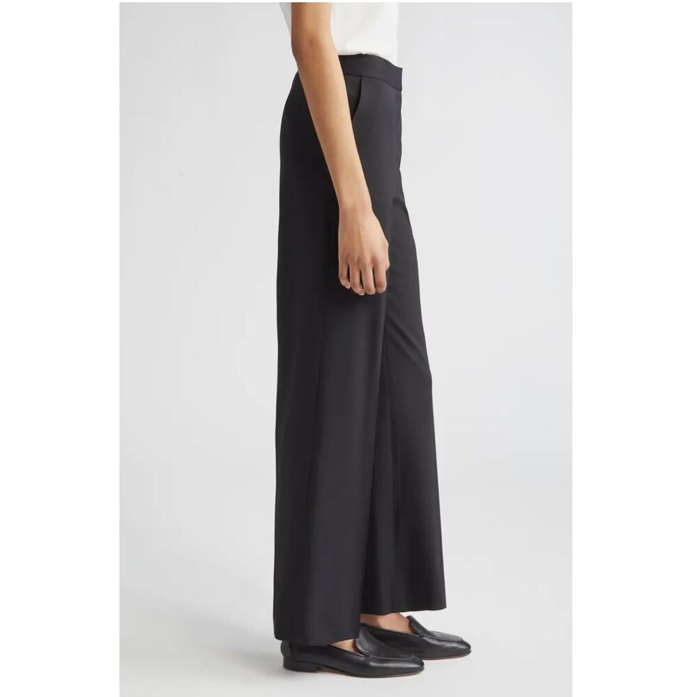 Lafayette 148 New York Irving Straight Leg Stretch Wool Pants Black Size 8